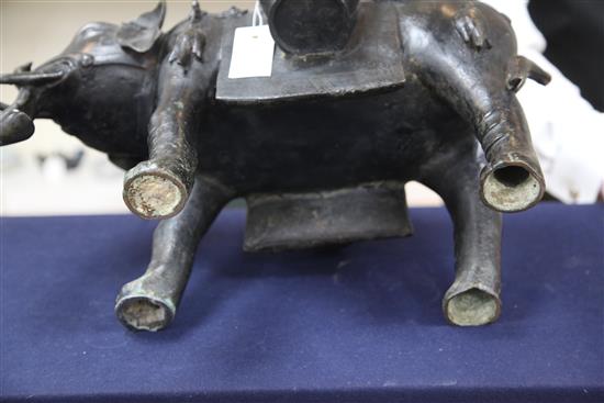 A massive Chinese bronze elephant-form censer, Ming dynasty, height 65cm length 50cm